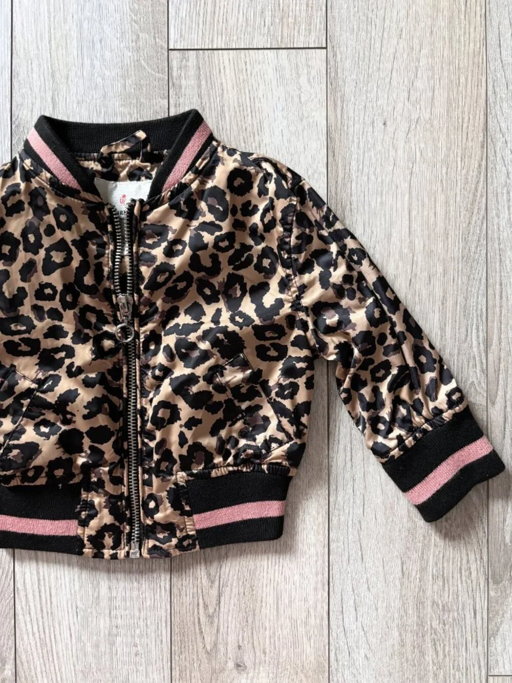 Urban Republic Toddler Girls Leopard Sateen Bomber Jacket Baddie Kid Size 12M